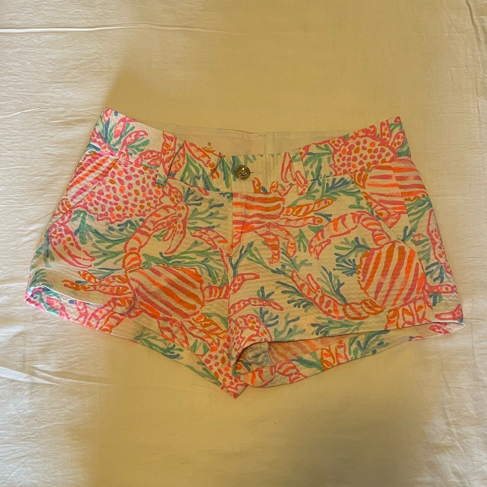 Lilly Pulitzer Vibrant Coral Print Athletic Shorts